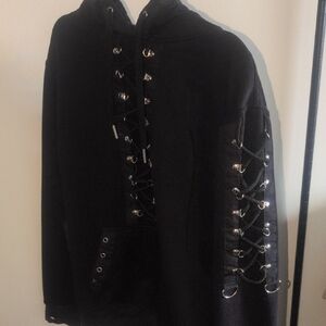 Men's Black Lace-Up Sweater